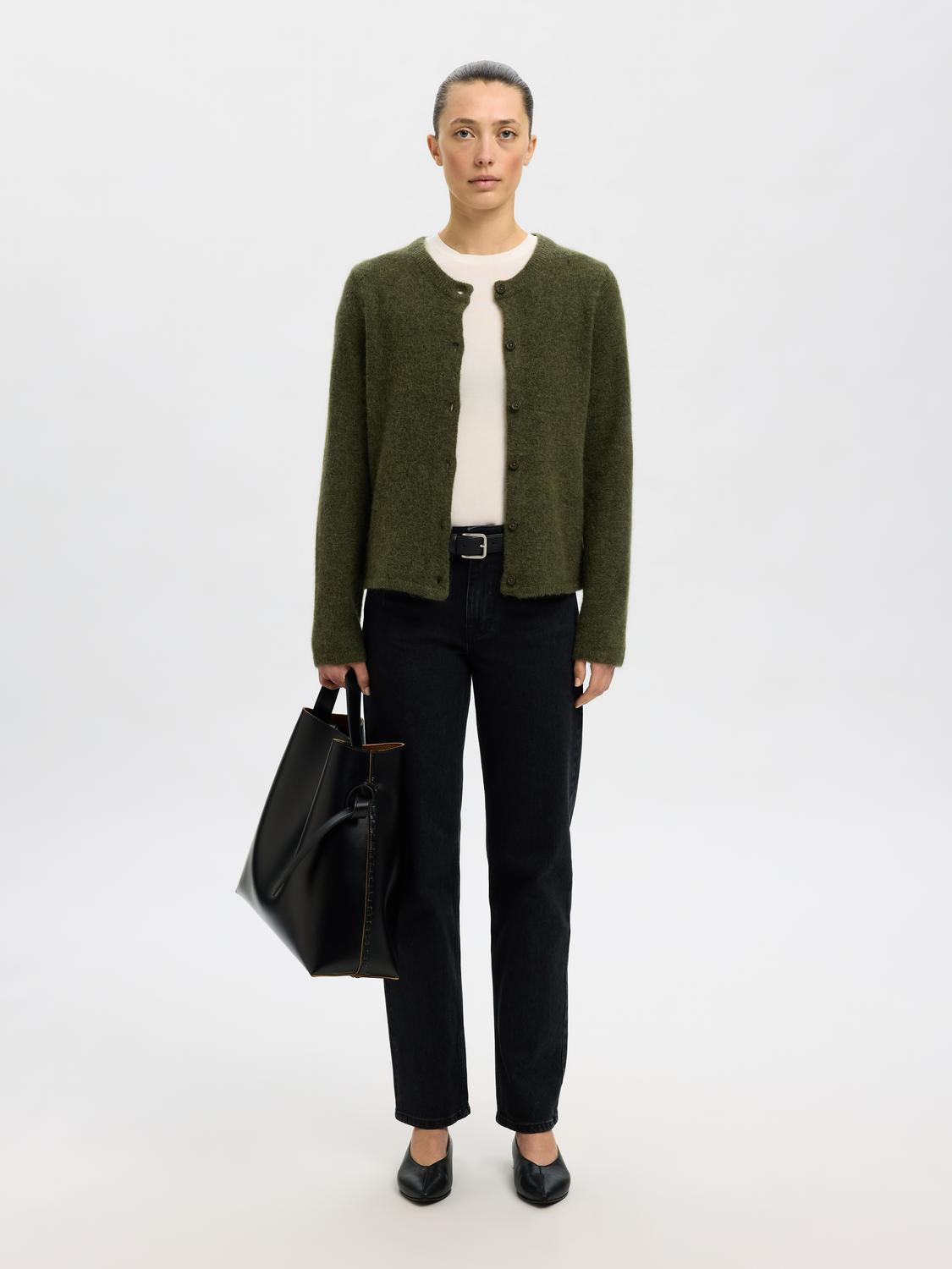 Slflulu New Ls Knit Cardigan Noos Mellomgrønn