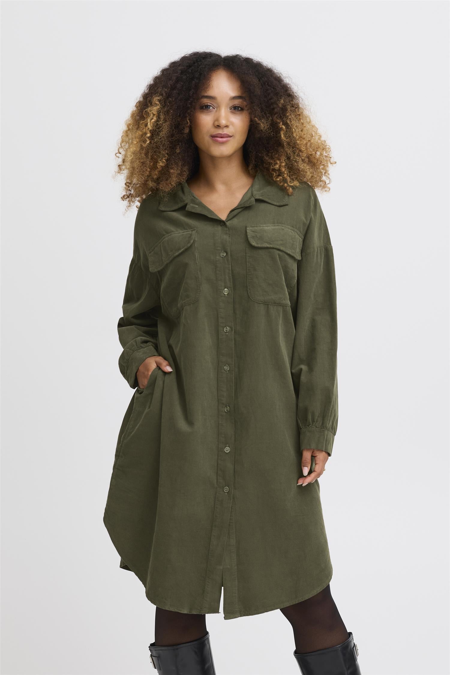Sbtonya Shirt Dress Dusty Olive
