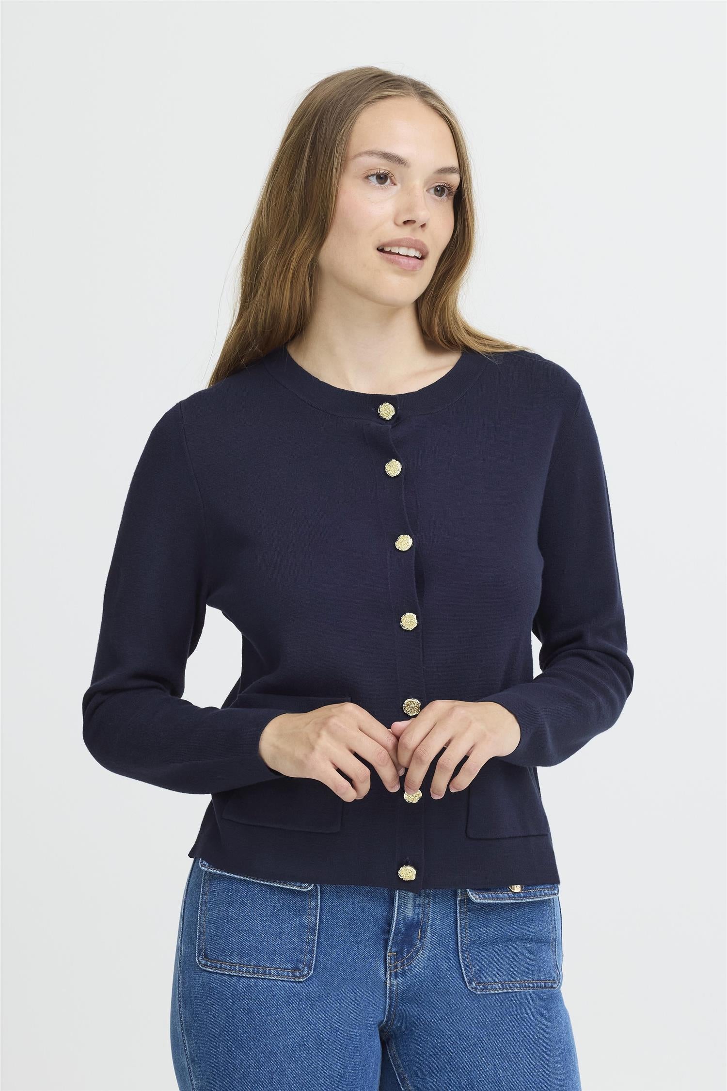 Pzsara Short Cardigan Dark Sapphire