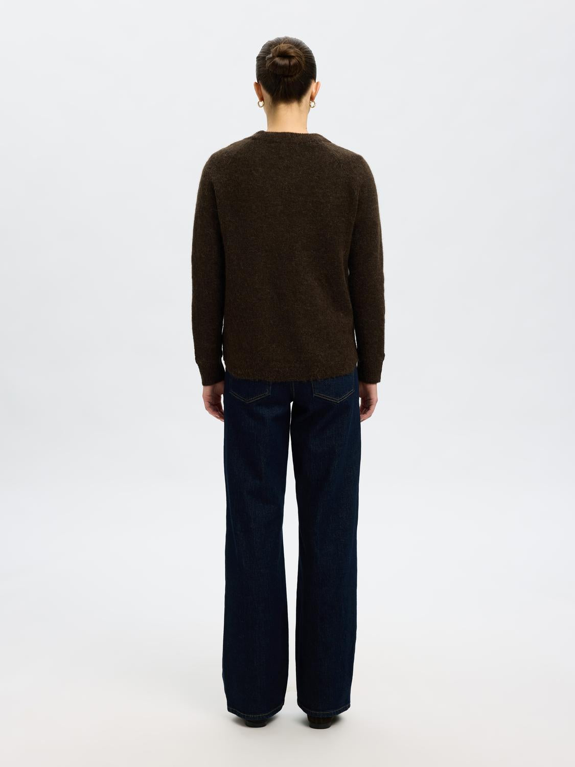 Slflulu Ls Knit O-Neck Noos Mørkebrun
