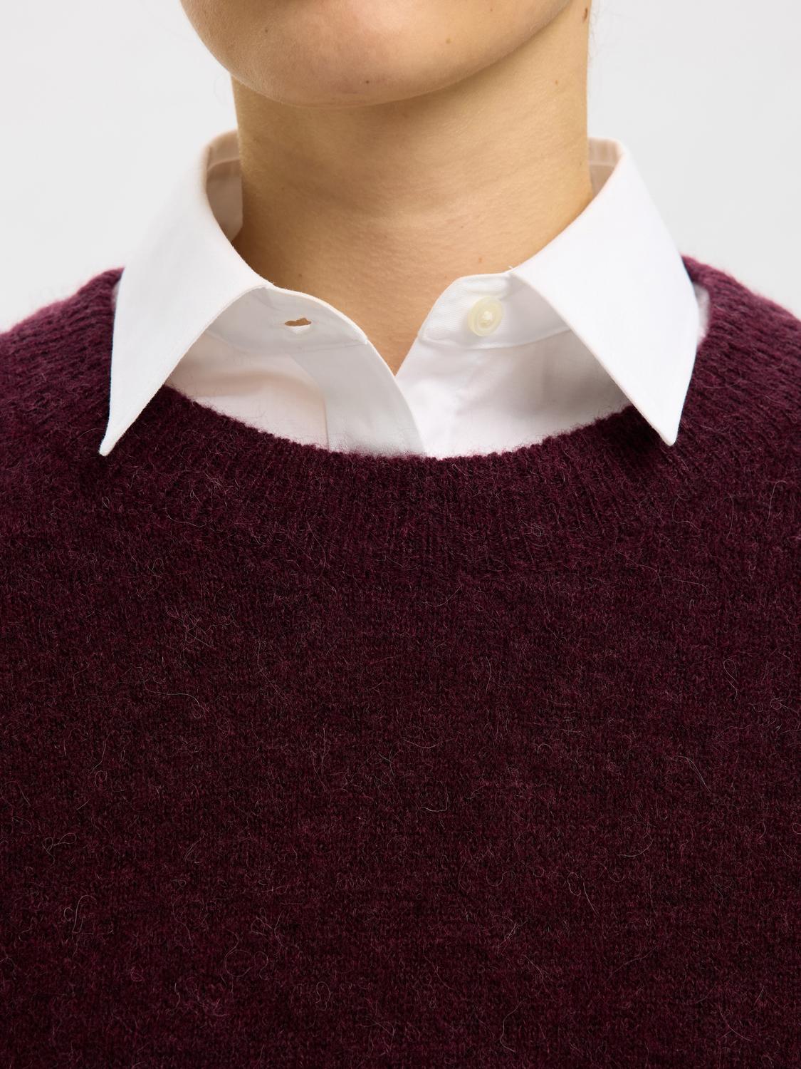 Slflulu Ls Knit O-Neck Noos Mørkelilla