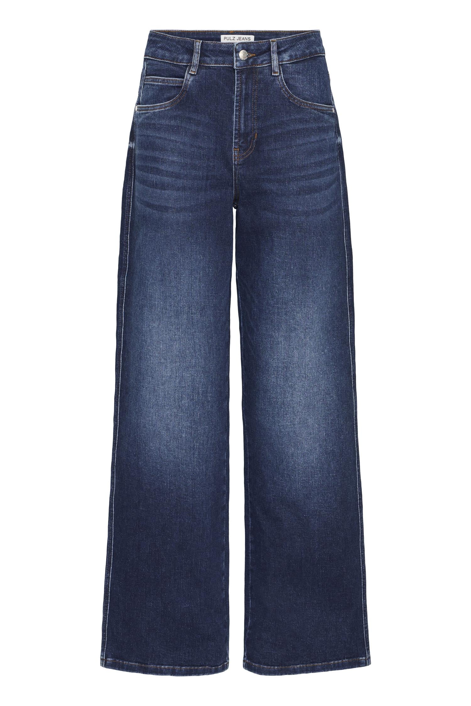 Pzathena Uhw Jeans Wide Leg Dark Blue Denim