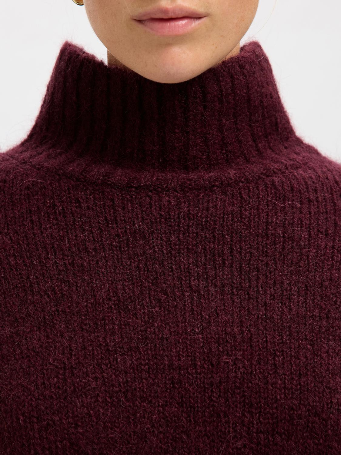 Slfgabriella Ls Knit High Neck Noos Mørkelilla