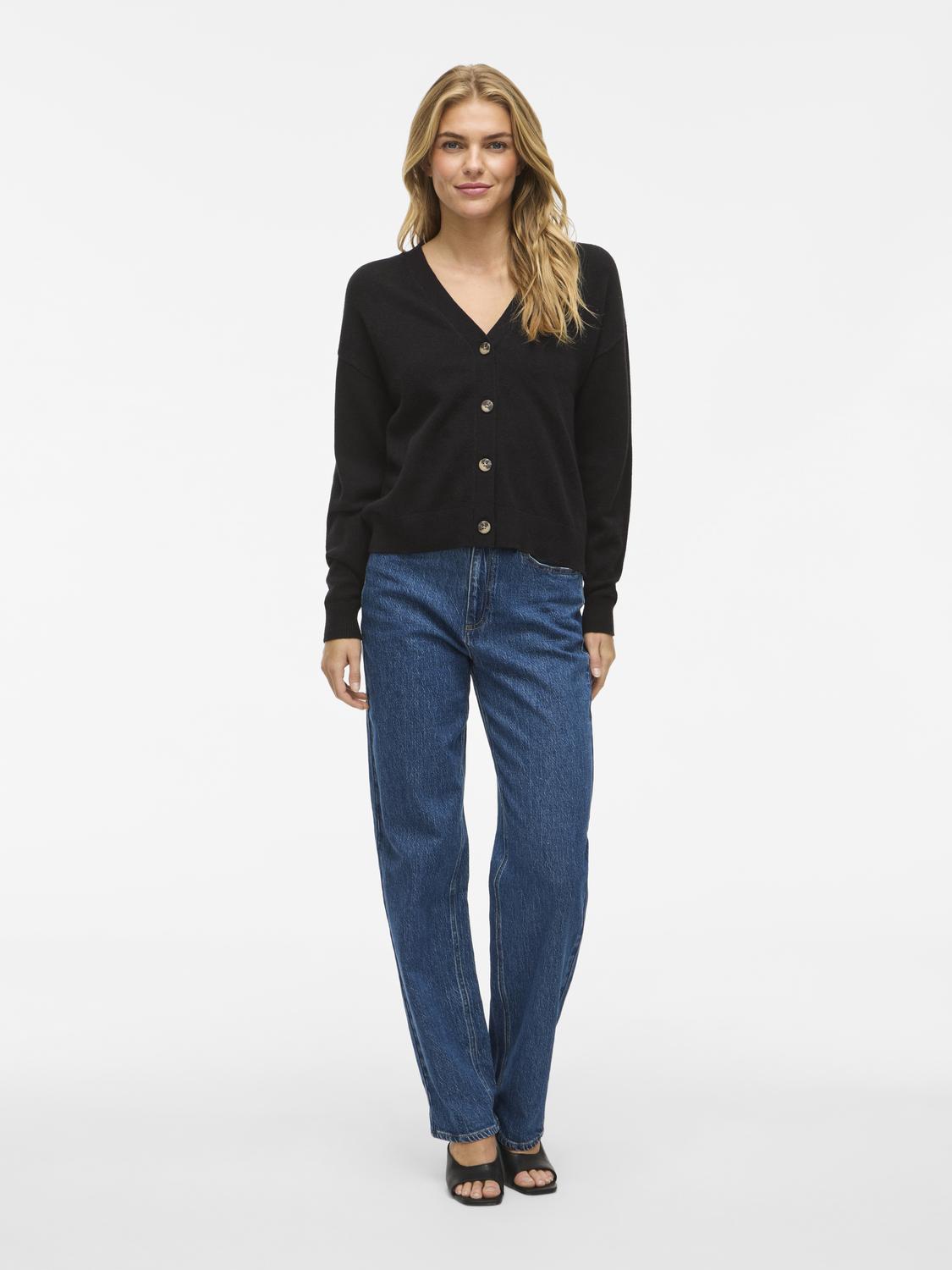 Viril V-Neck Knit Cardigan - Noos Sort