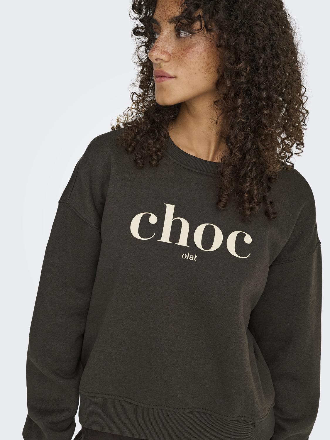 Onlbest L/s Print Crew Neck Swt Mørkebrun