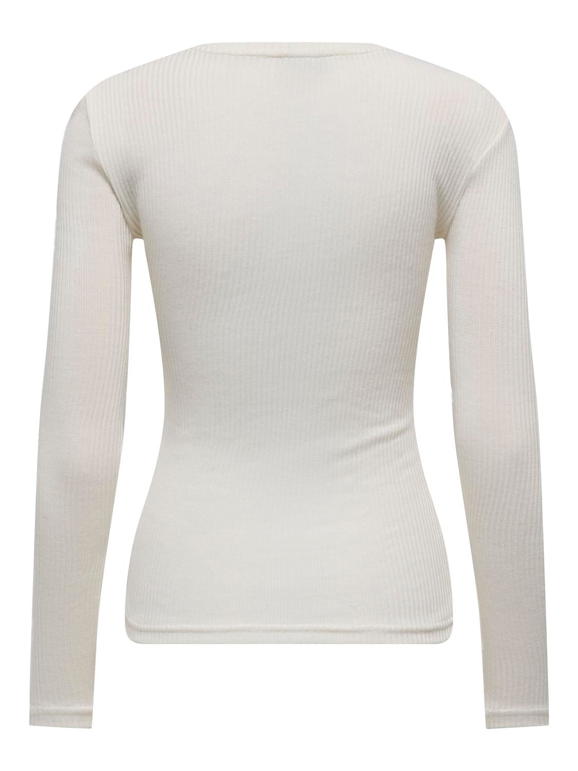 JDYSUMA RIB L/S WOOLBLEND PLCK TOP JRS Hvit