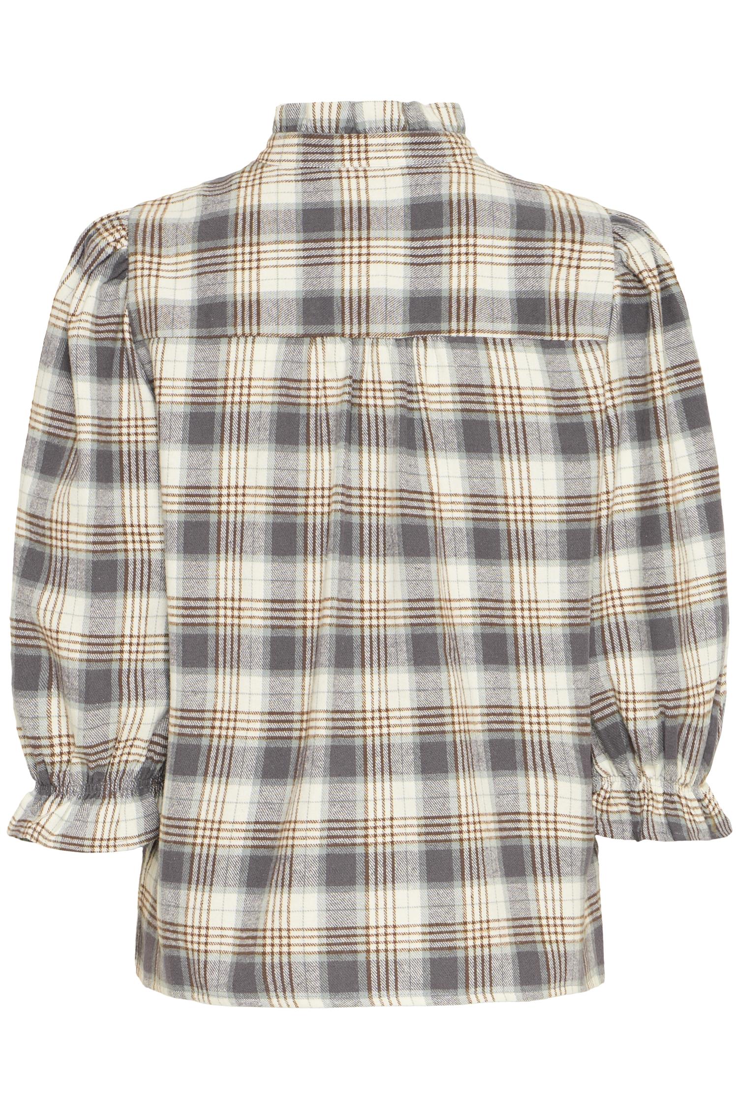 Pzevie Blouse Navy Green Brown Check