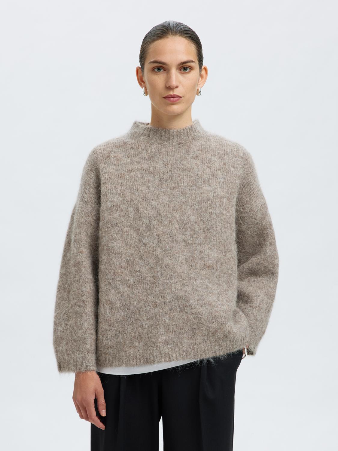 Slfgabriella Ls Knit New O-Neck Noos Mørkegrå