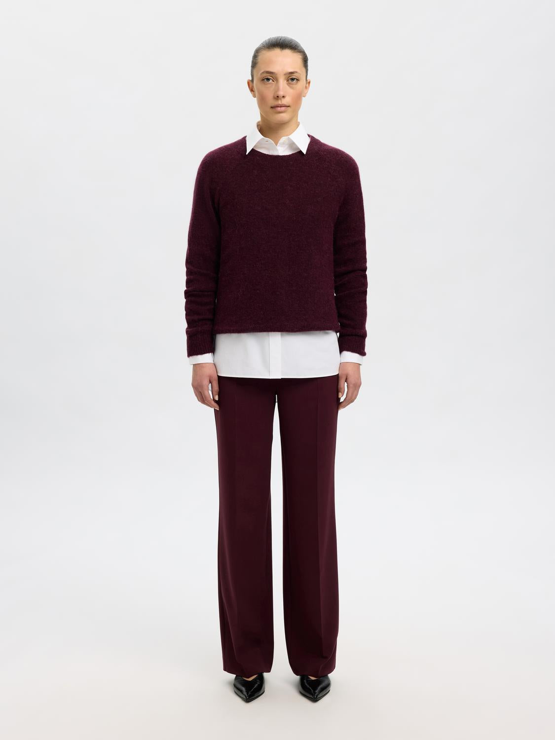 Slflulu Ls Knit O-Neck Noos Mørkelilla