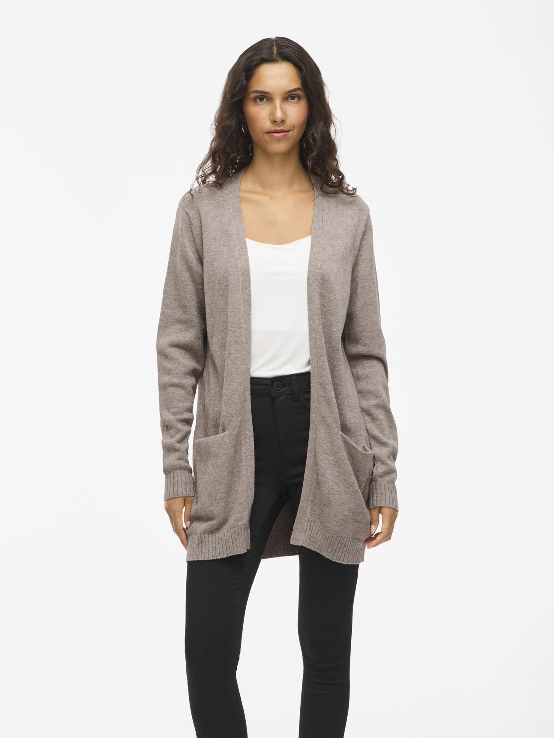 Viril Open L/s Knit Cardigan - Noos Mørkegrå