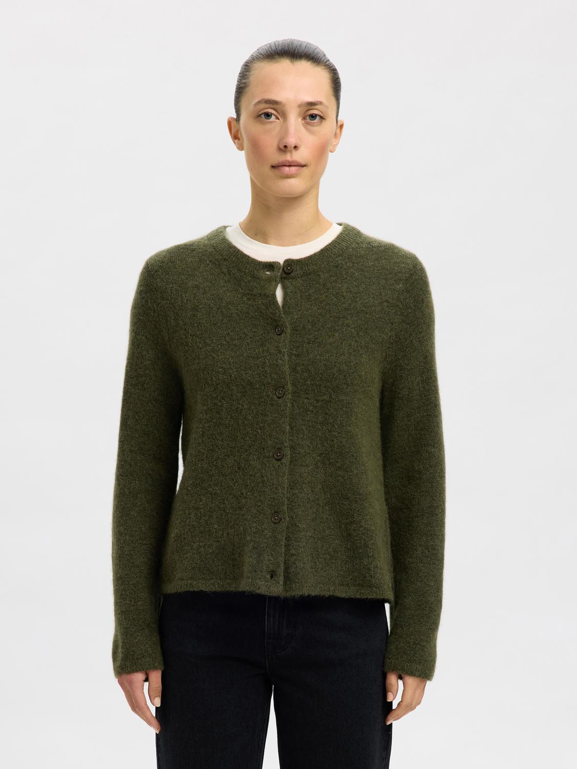 Slflulu New Ls Knit Cardigan Noos Mellomgrønn