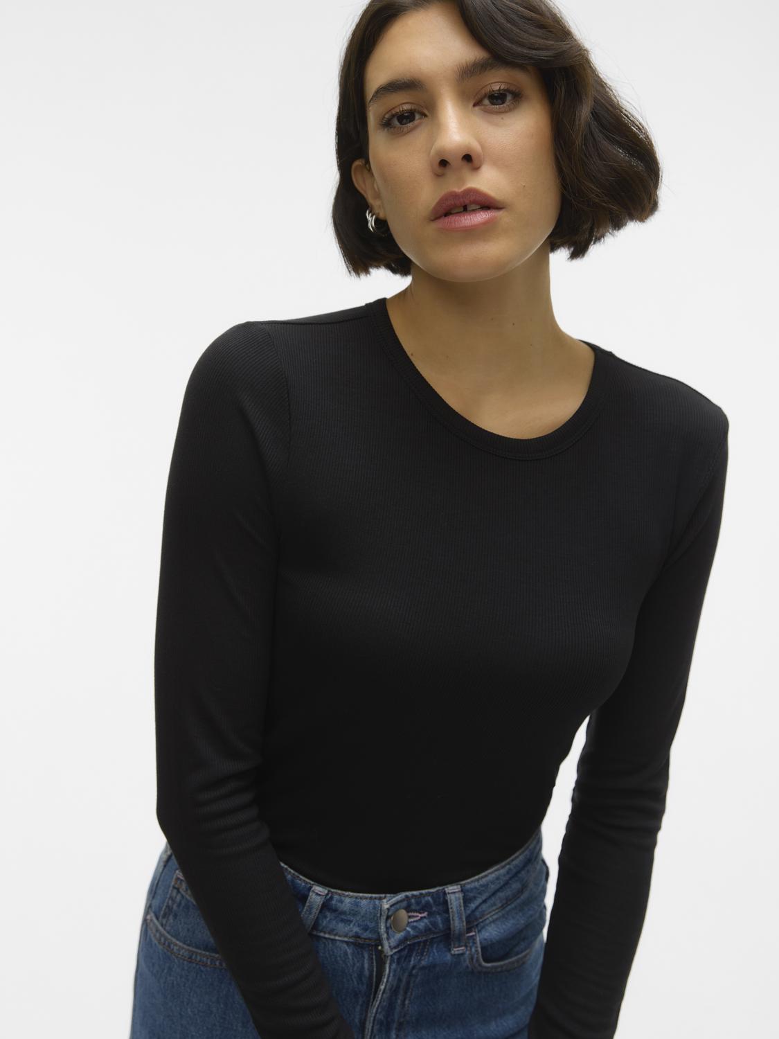 AWIRWINA LS O-NECK TOP NOOS Sort