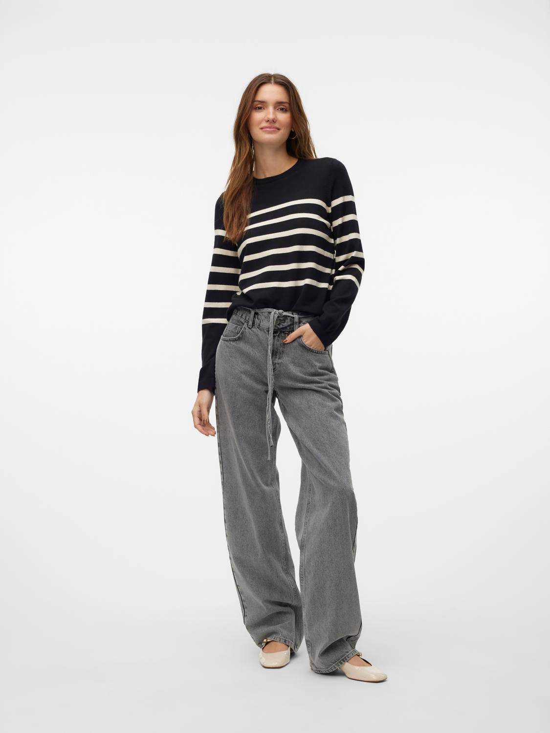 VMSABA PLAIN LS O-NECK PULLOVER GA NOOS Sort