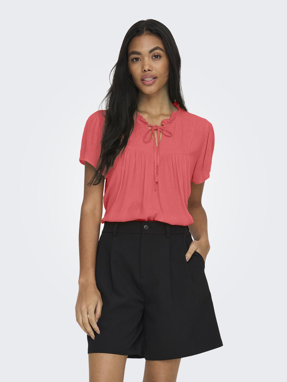 JDYLIMA LIFE S/S TOP WVN NOOS Mellomrosa