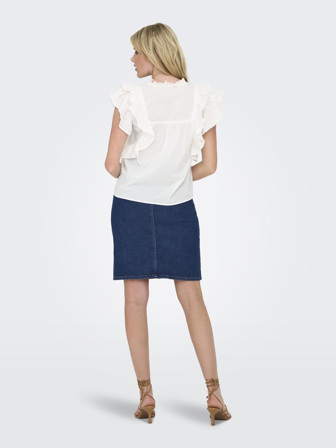 ONLSUNNY LIFE CAPSL FRILL TOP NOOS Hvit
