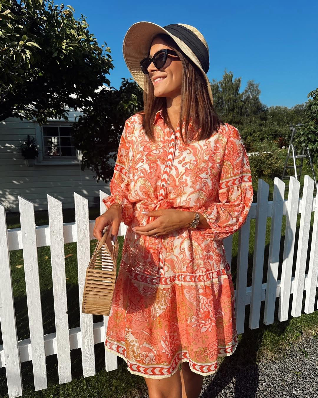 VIPRAYA PRINTED SHORT DRESS/LN/1 Birch