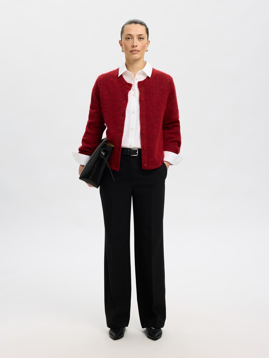 Slflulu New Ls Knit Cardigan Noos Mellomrød