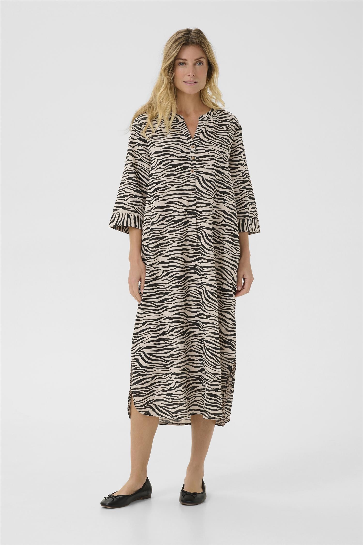 CRBellis Caftan Dress Monochrome Animal