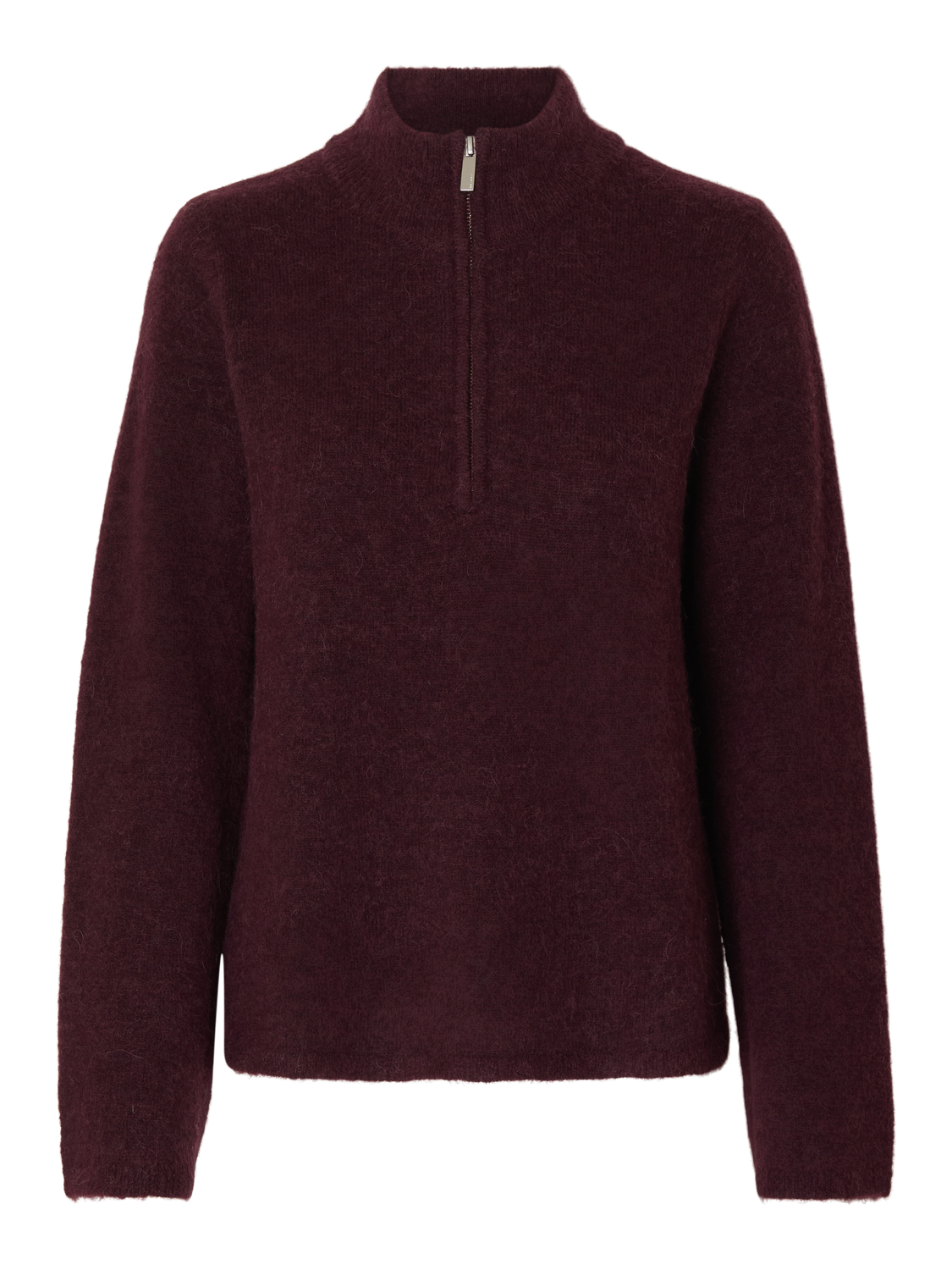 Slflulu Ls Knit Half Zip Noos Mørkelilla