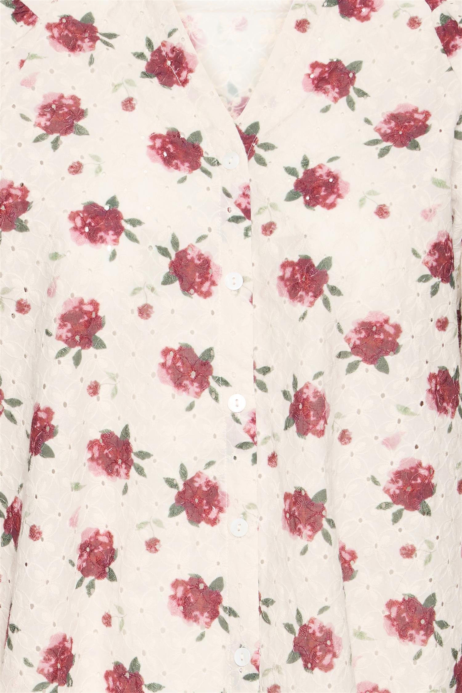 Pzwilla Ls Shirt White Red Flower