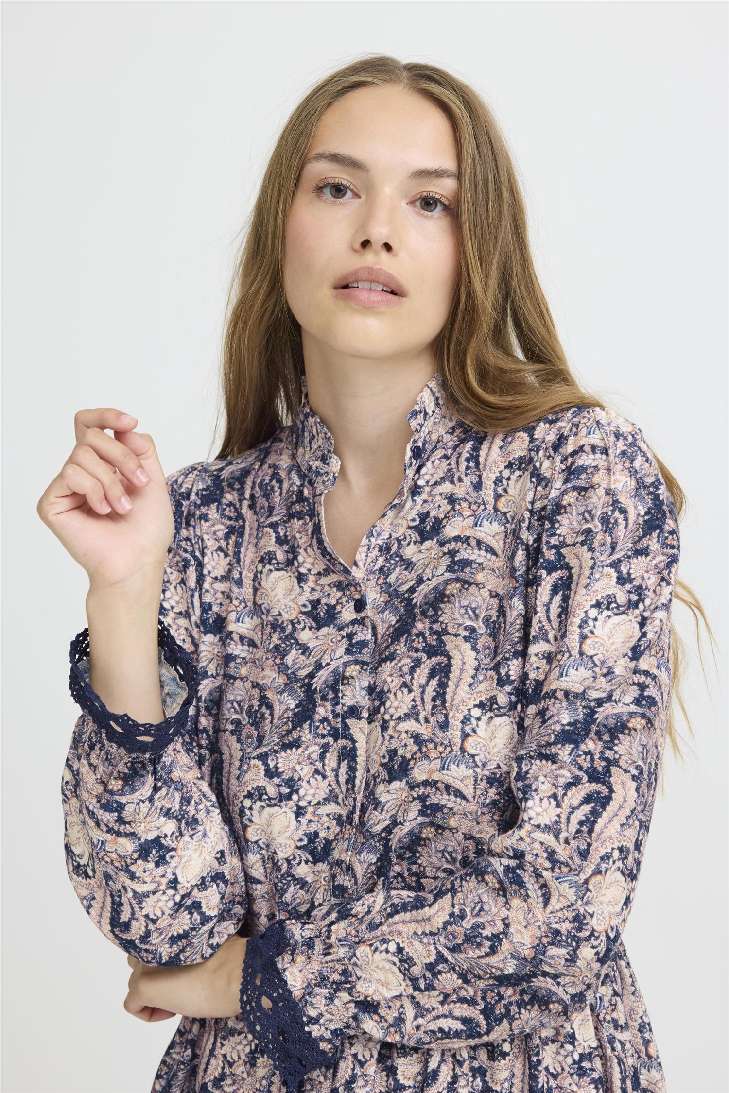 Pzpernille Dress Dark Blue Paisley Printed