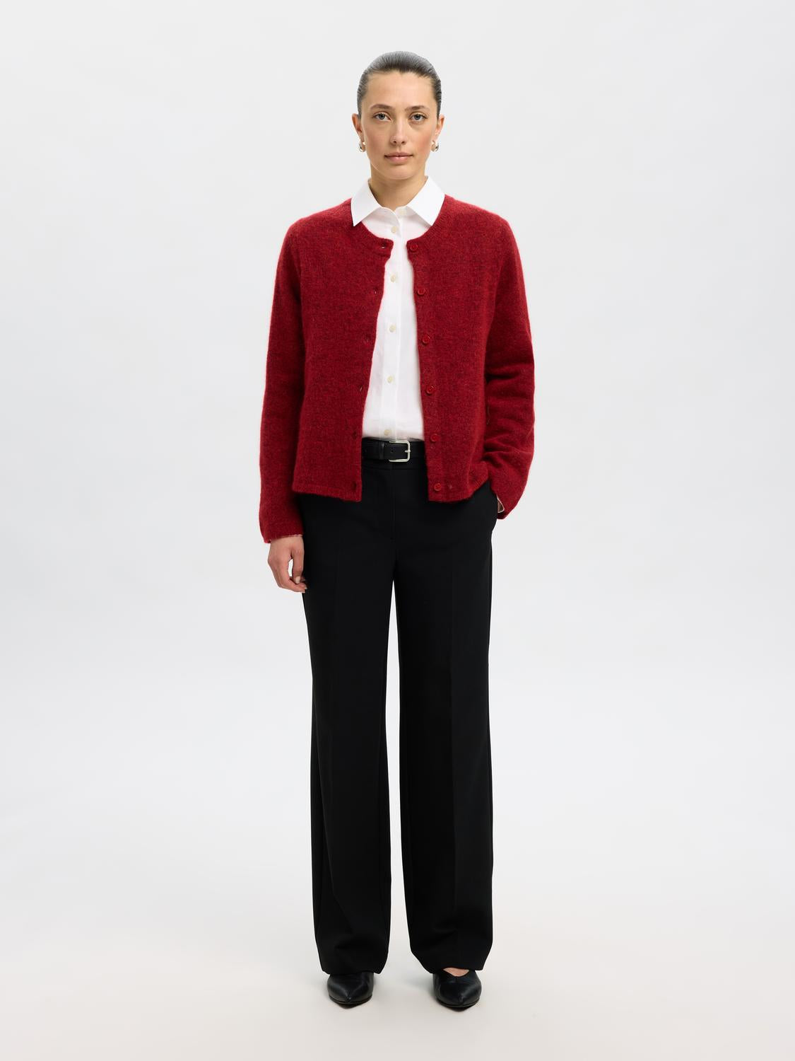 Slflulu New Ls Knit Cardigan Noos Mellomrød