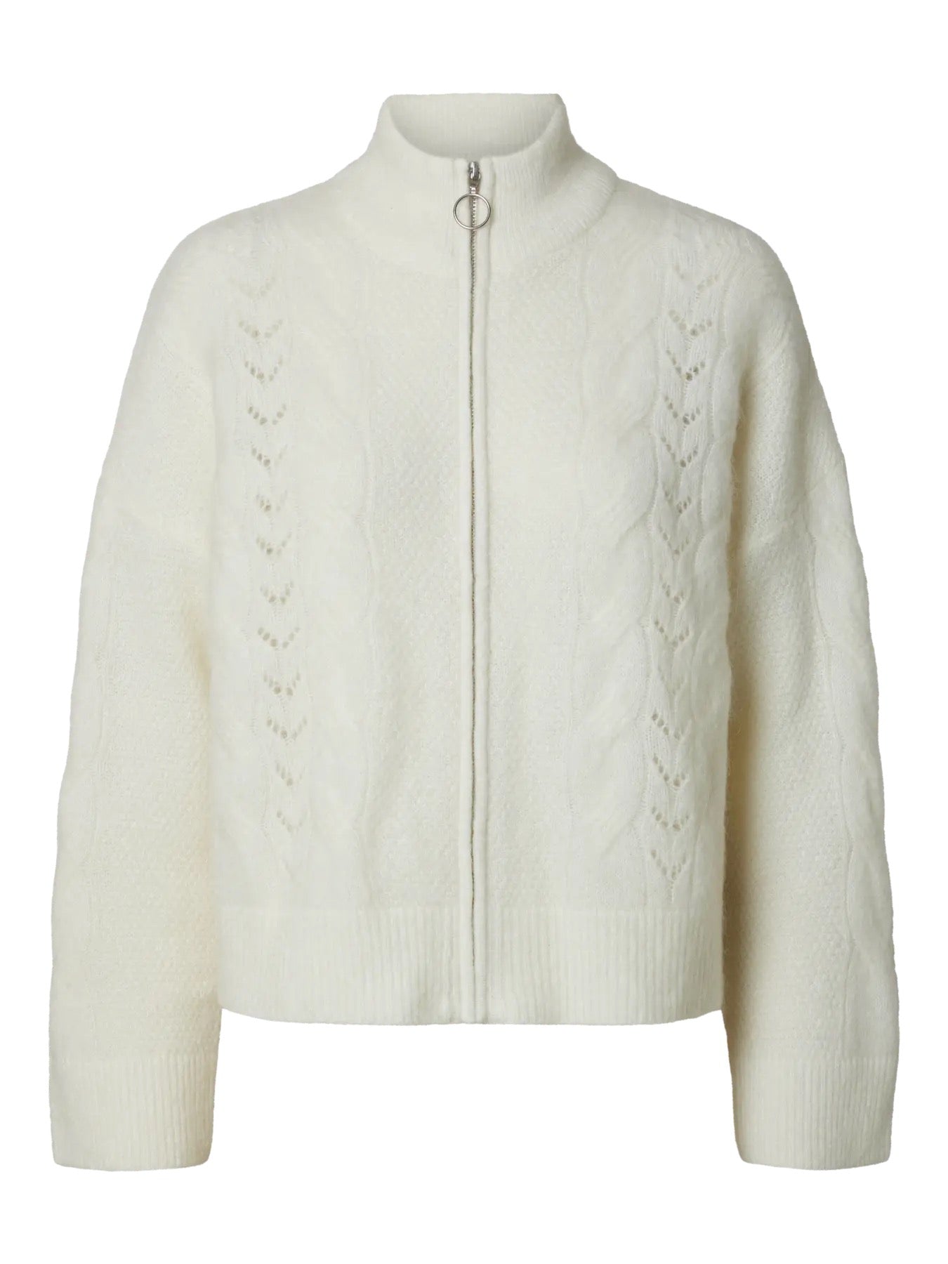 Slfvera Ls Knit Zip Cardigan Ex Klar Hvit