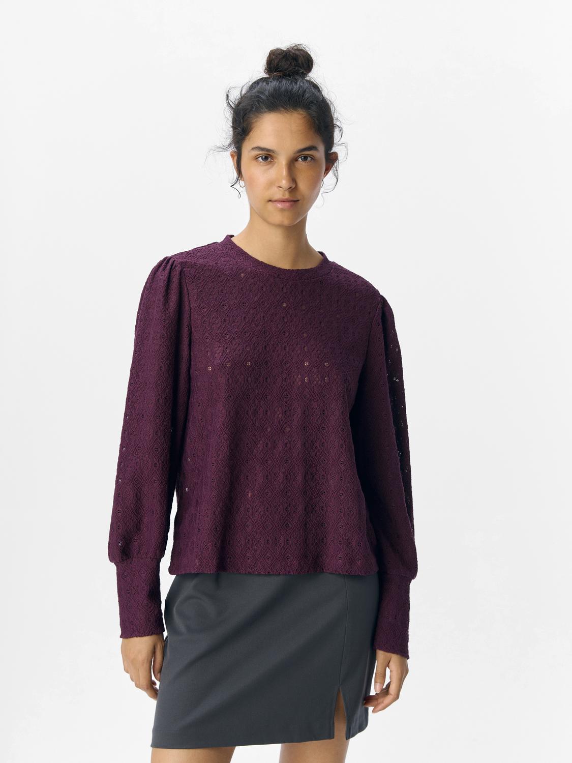 Objlaila L/s Re Top Noos Mørkelilla