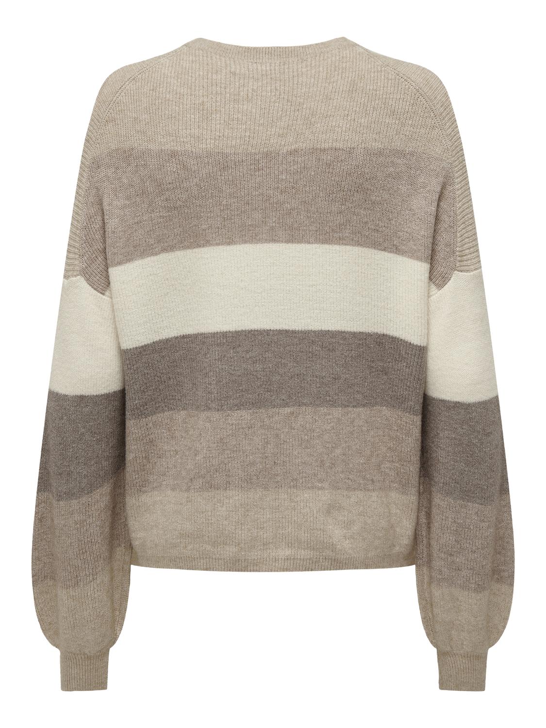 Onlatia L/s Stripe Pullov Knt Noos Lysegrå