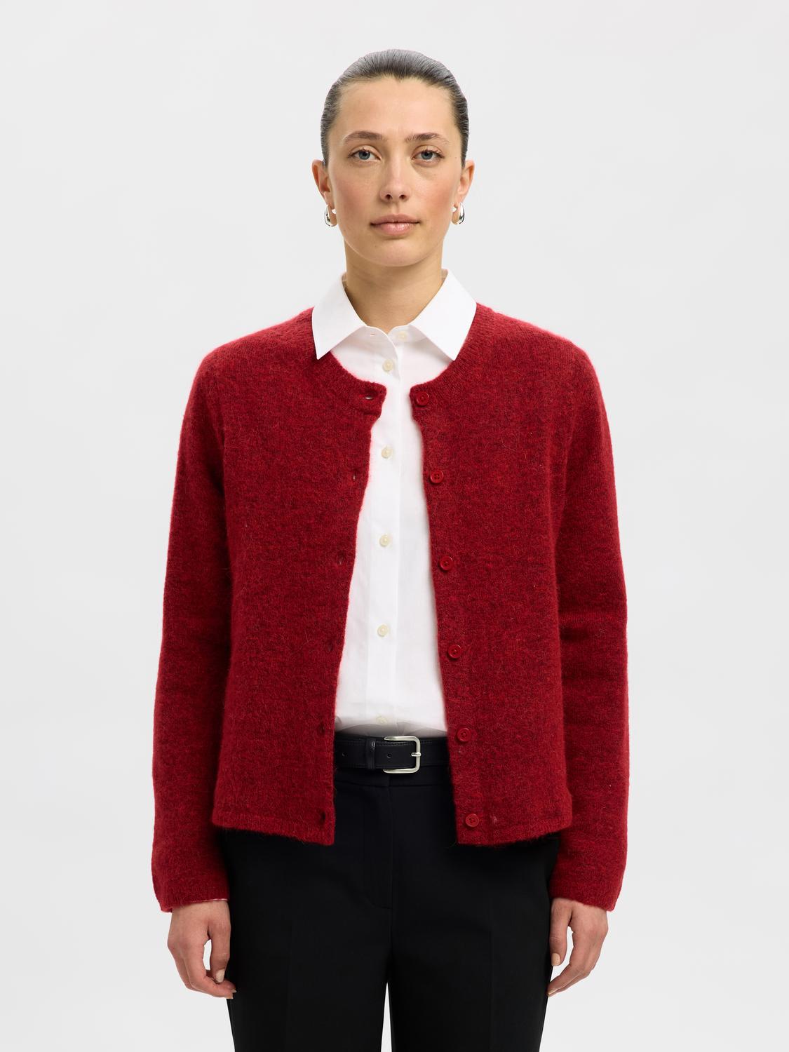 Slflulu New Ls Knit Cardigan Noos Mellomrød