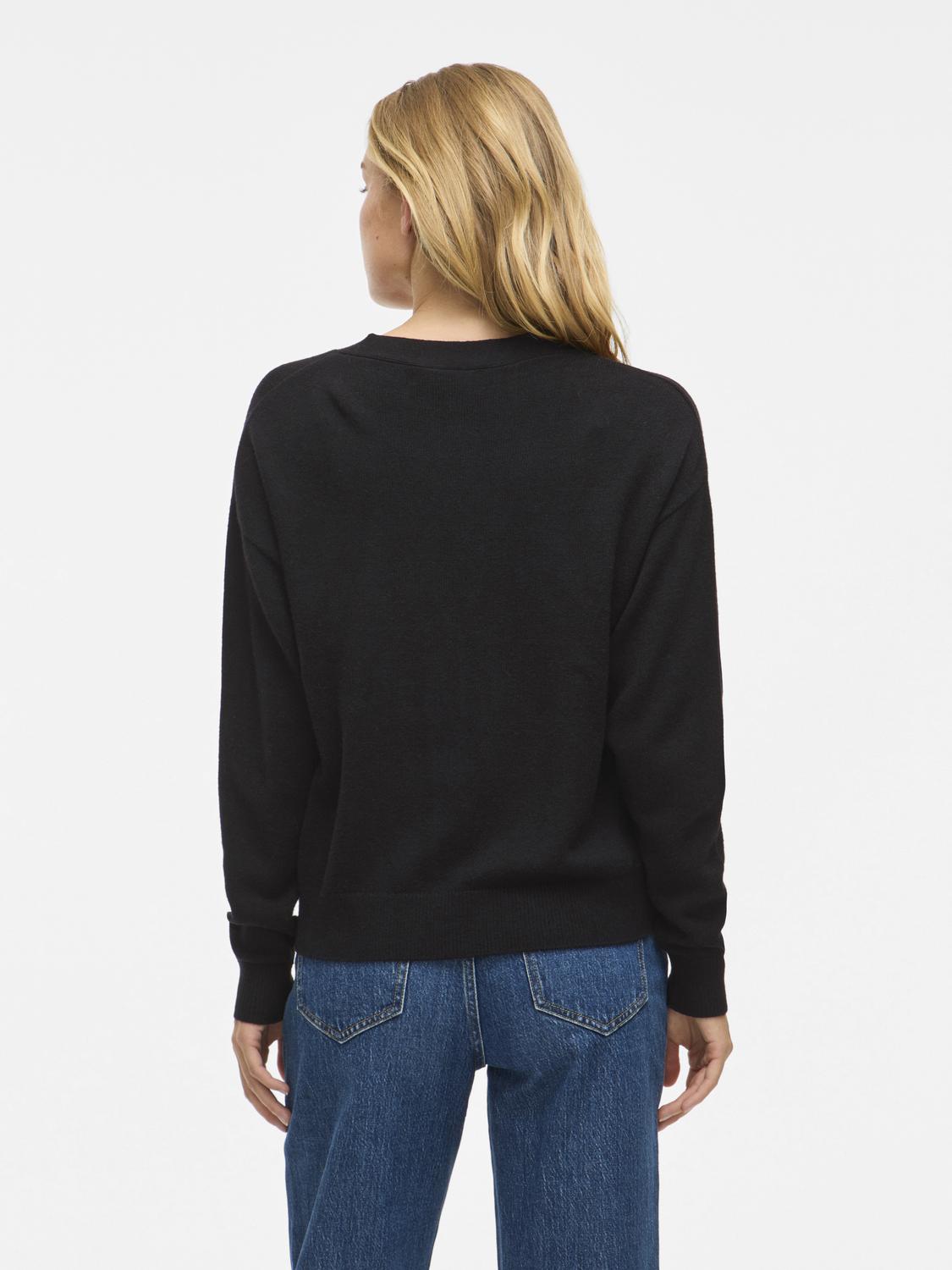 Viril V-Neck Knit Cardigan - Noos Sort