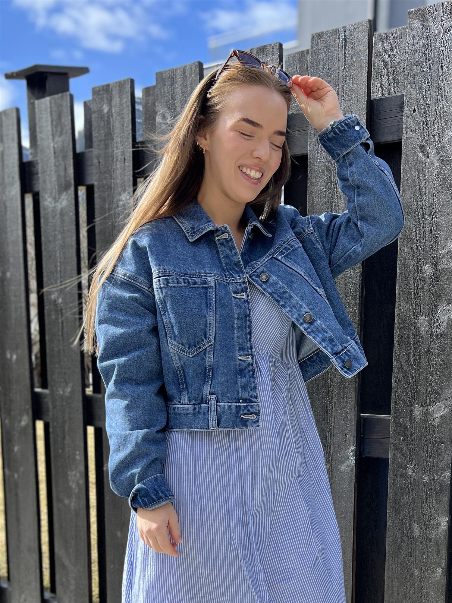 NMRONJA L/S CROP DNM JACKET VI433MB NOOS Blå