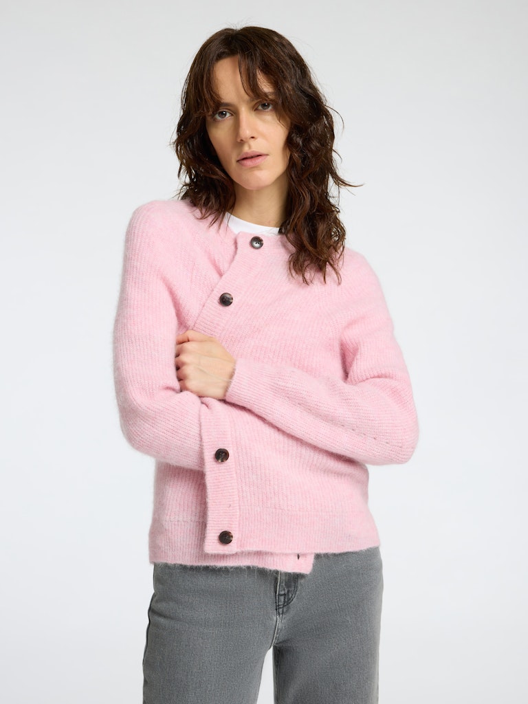 SLFLULU LS KNIT SHORT CARDIGAN B NOOS Lys Rosa