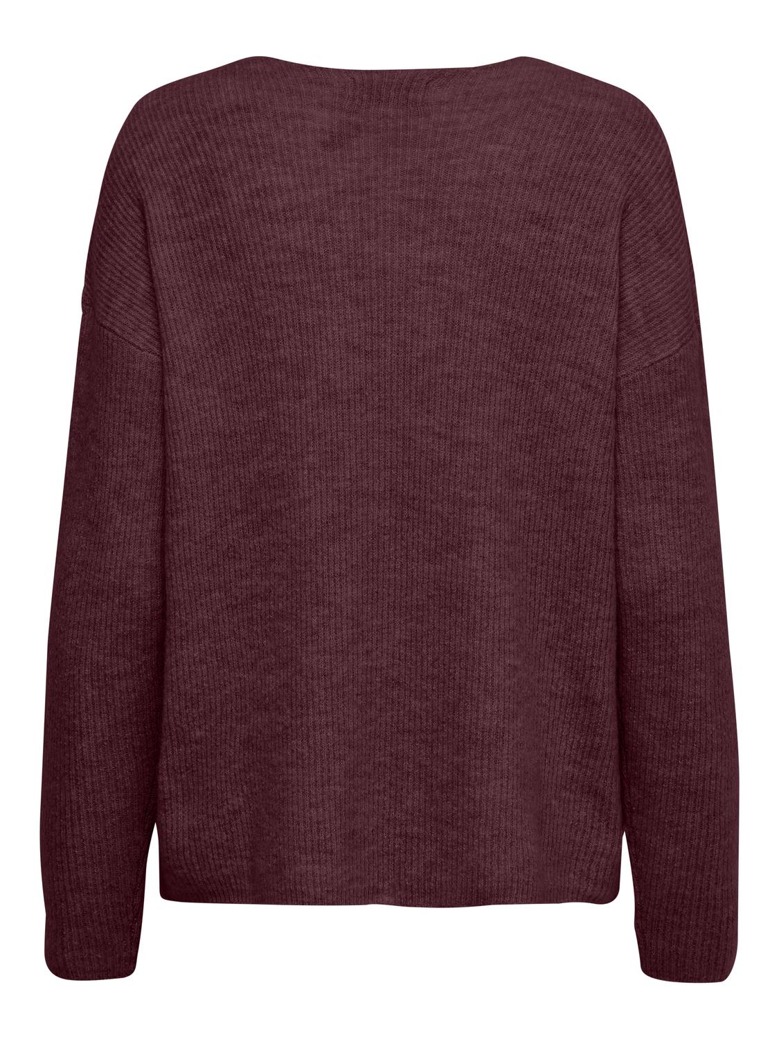 Onlcamilla V-Neck L/s Pullover Knt Noos Mørkerød