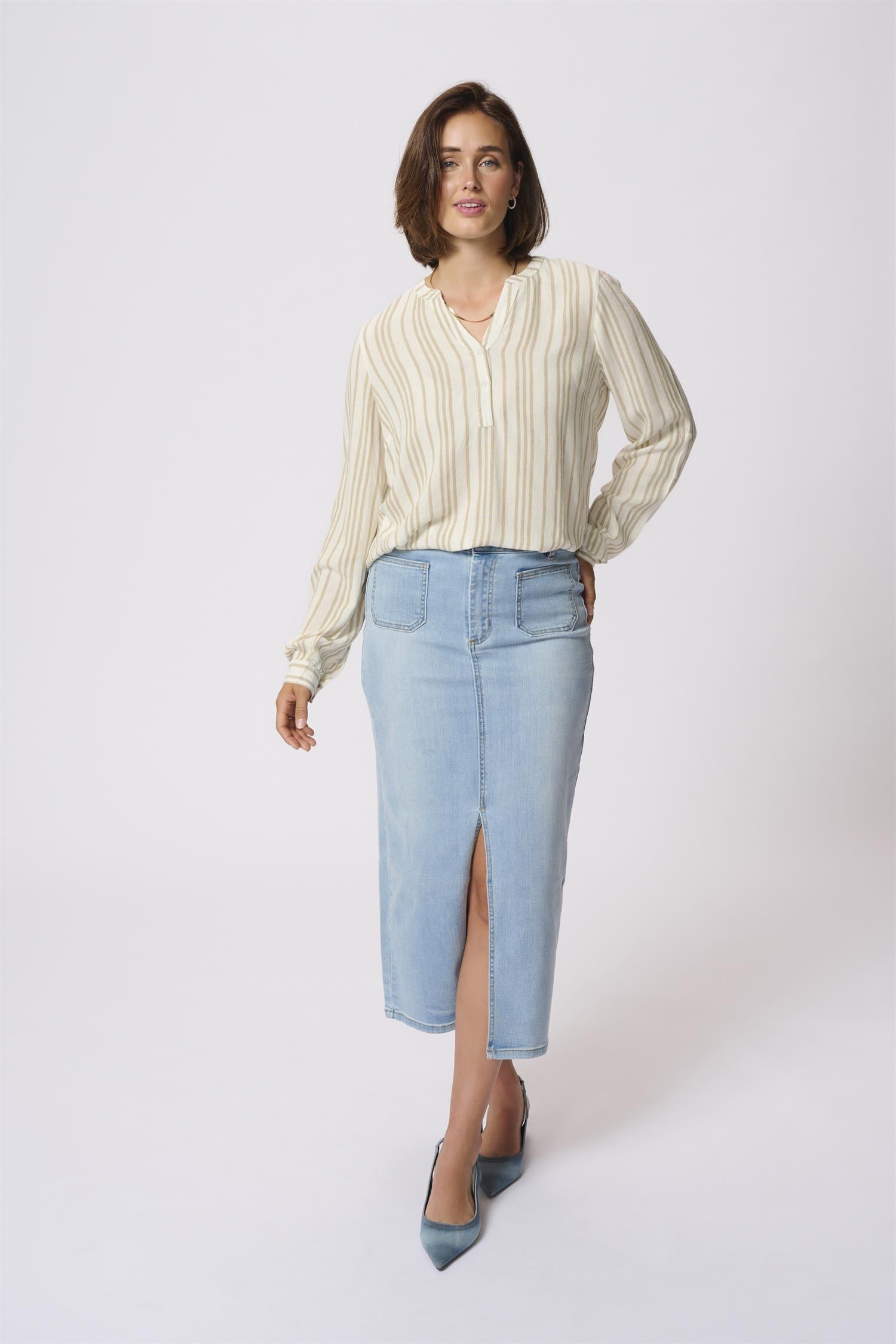 KAmilia Blouse Chalk / Chinchilla Stripe