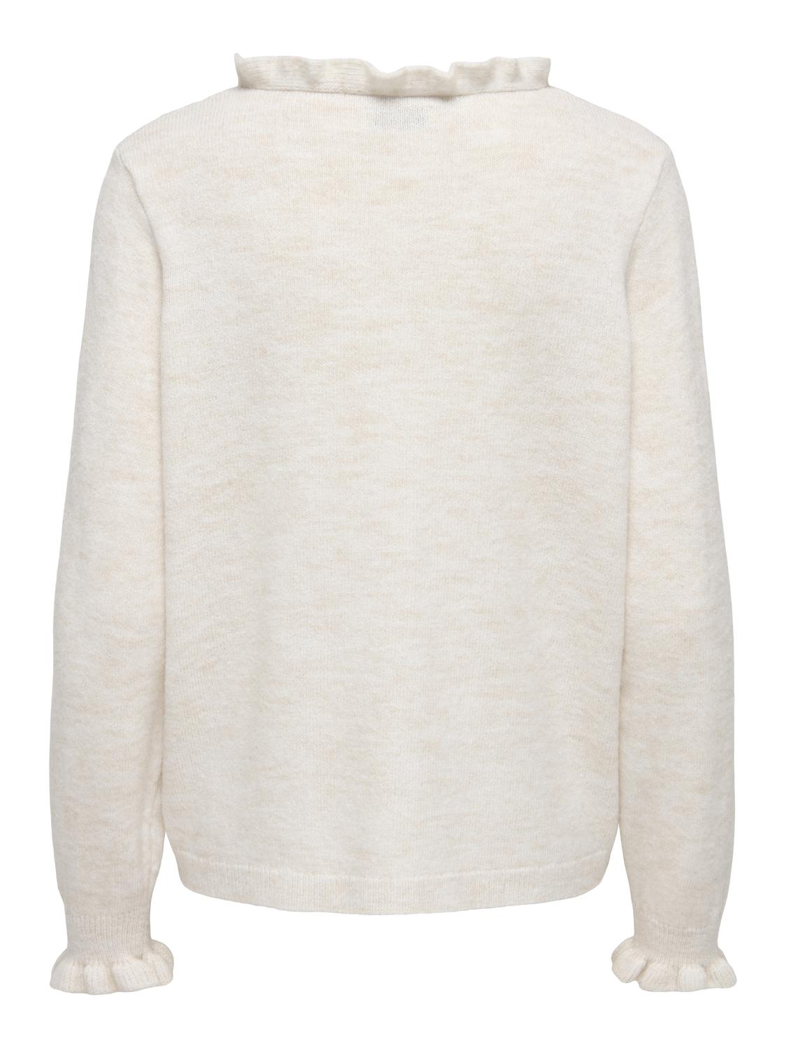 Jdyletty L/s V-Neck Frill Pullover Knt Offwhite