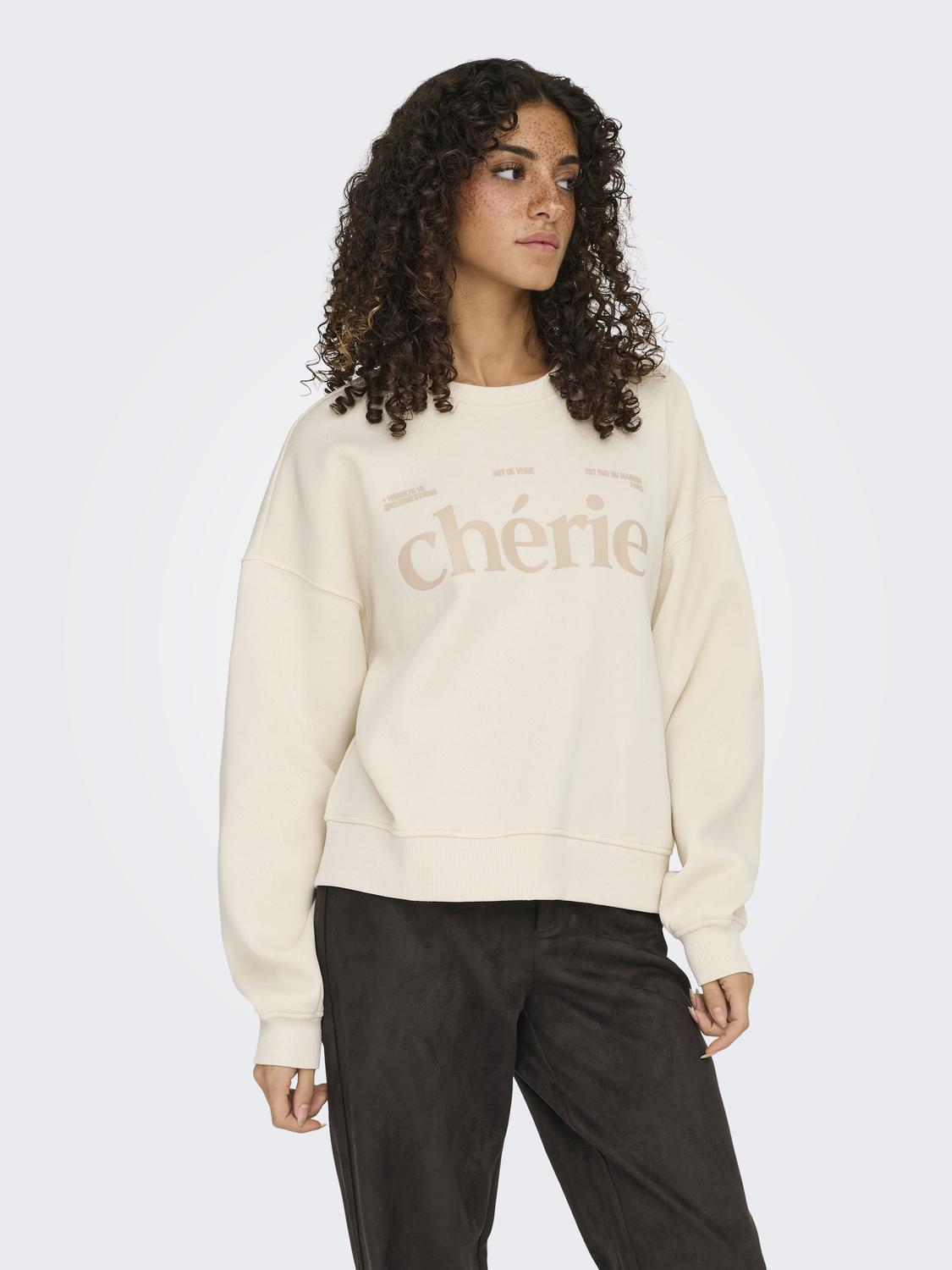 Onlbest L/s Print Crew Neck Swt Lys Beige