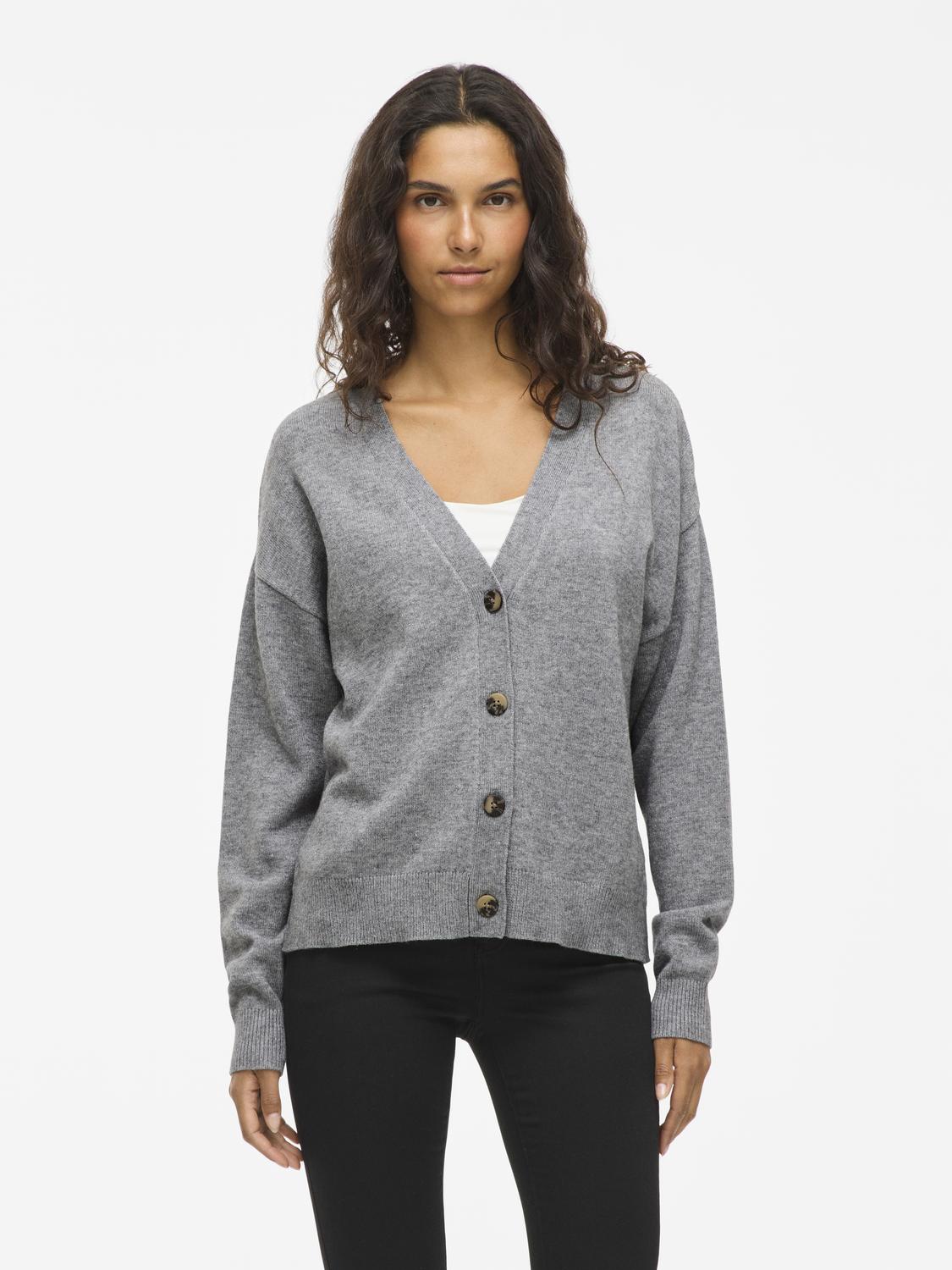 Viril V-Neck Knit Cardigan - Noos Mellomgrå