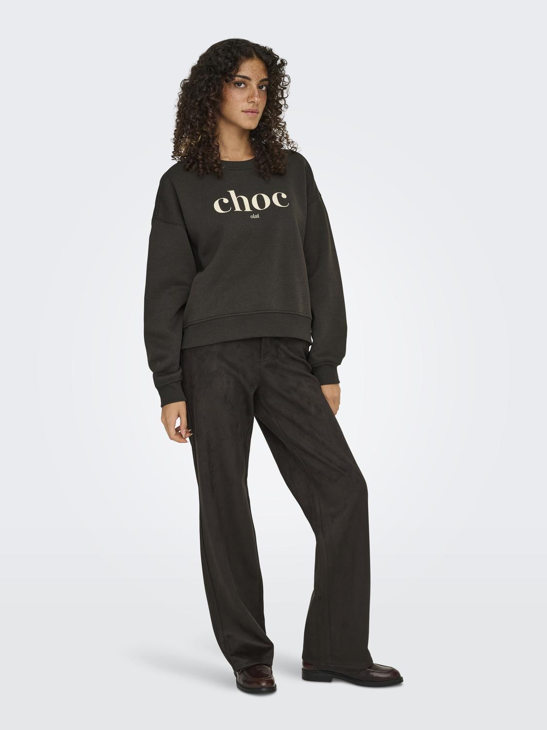 Onlbest L/s Print Crew Neck Swt Mørkebrun