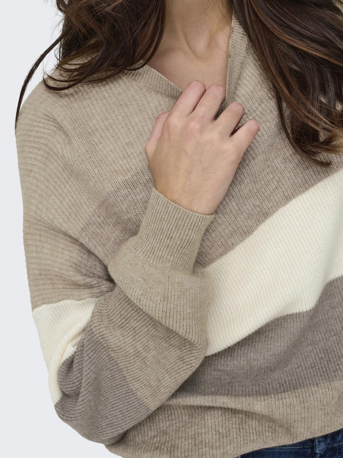 Onlatia L/s Stripe Pullov Knt Noos Lysegrå