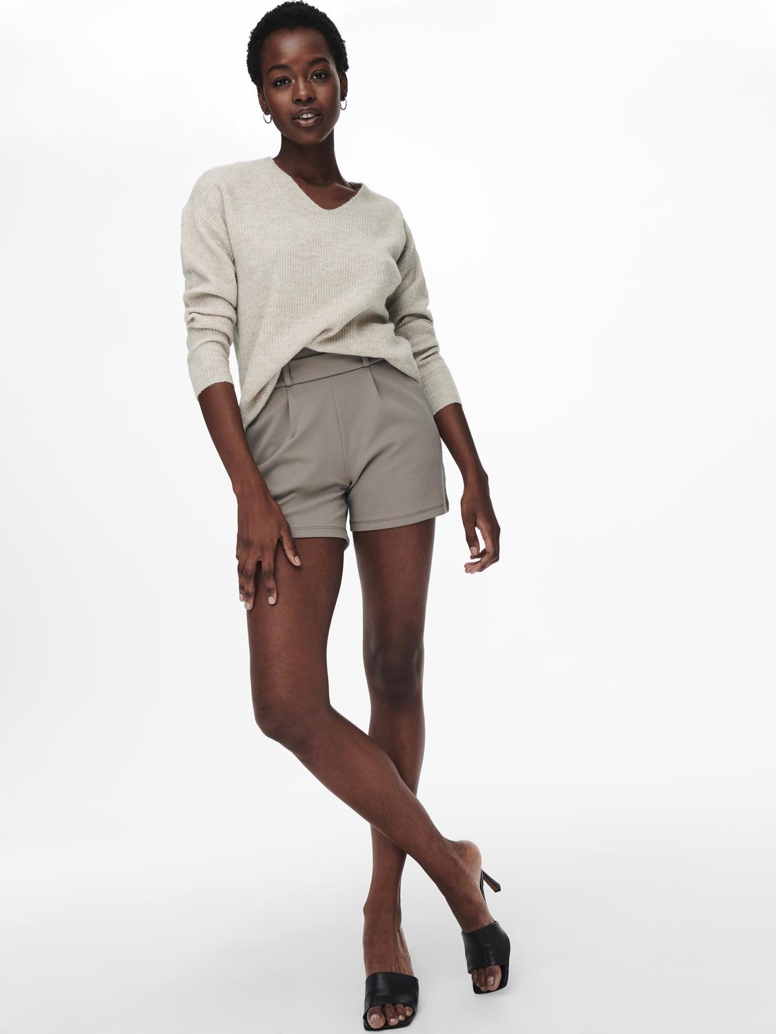 Onlcamilla V-Neck L/s Pullover Knt Noos Lysegrå