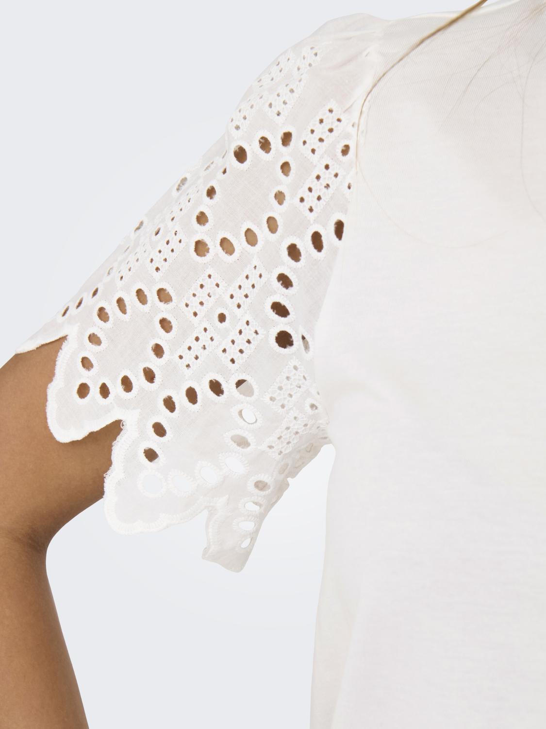 ONLEBBA LIFE S/S LACE TOP JRS Hvit