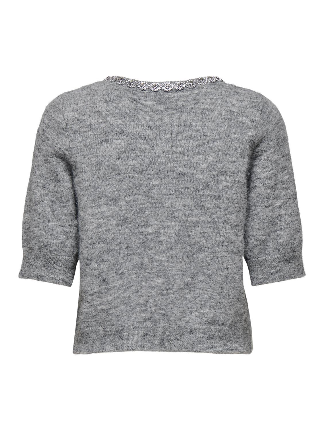Jdyalva Life 2/4 Embel Cardigan Knt Noos Mellomgrå