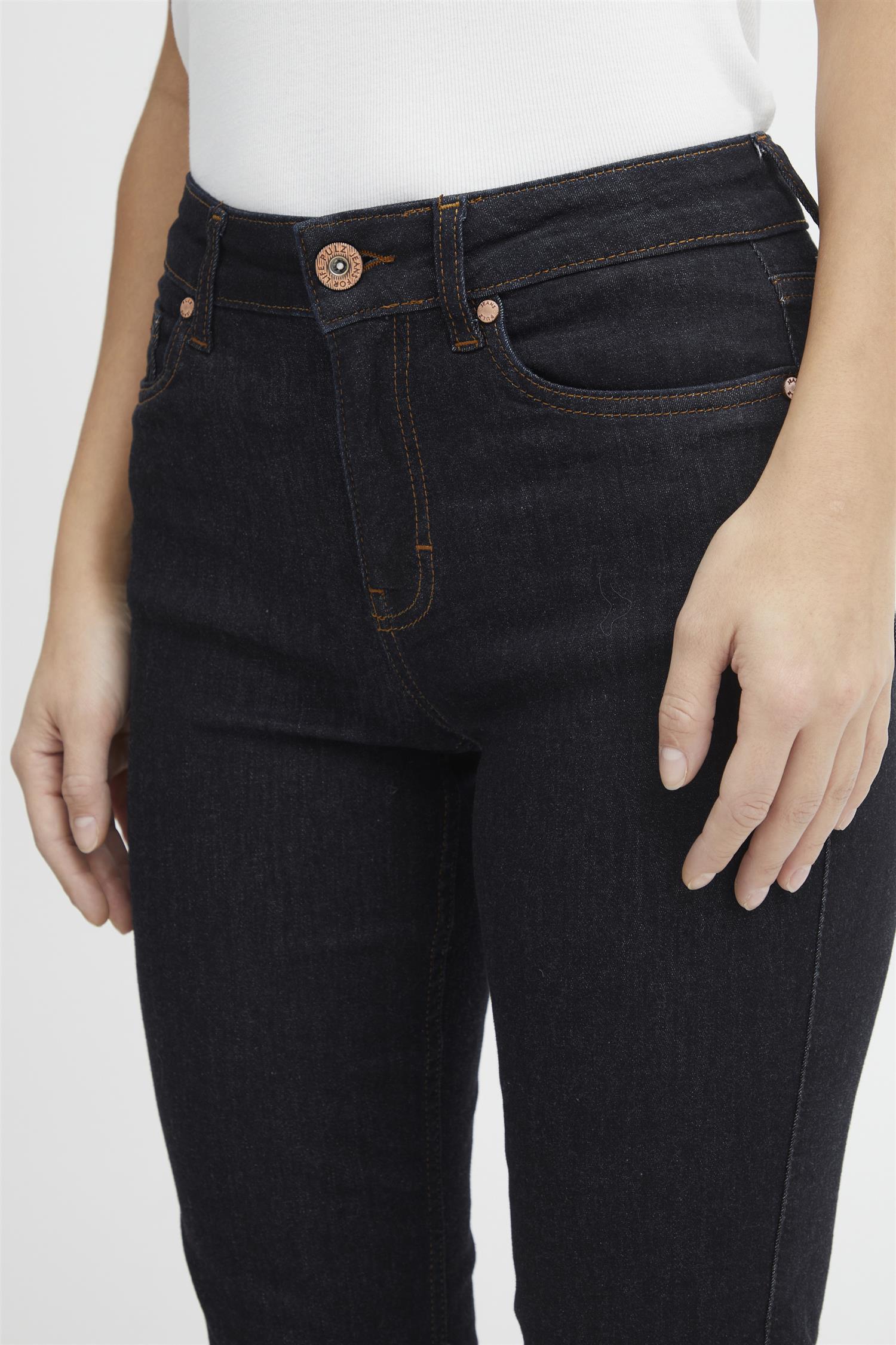Pzemma Hw Jeans Medium Straight Leg Un-Wash Dark Blue Denim