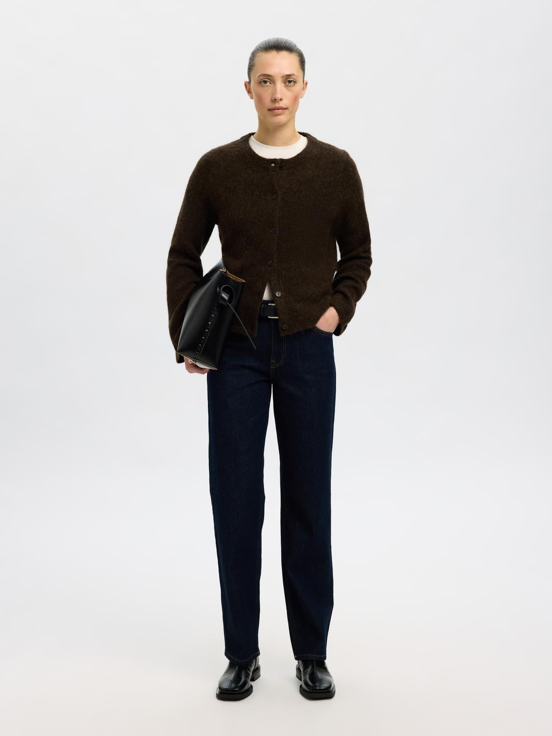 Slflulu New Ls Knit Cardigan Noos Mørkebrun