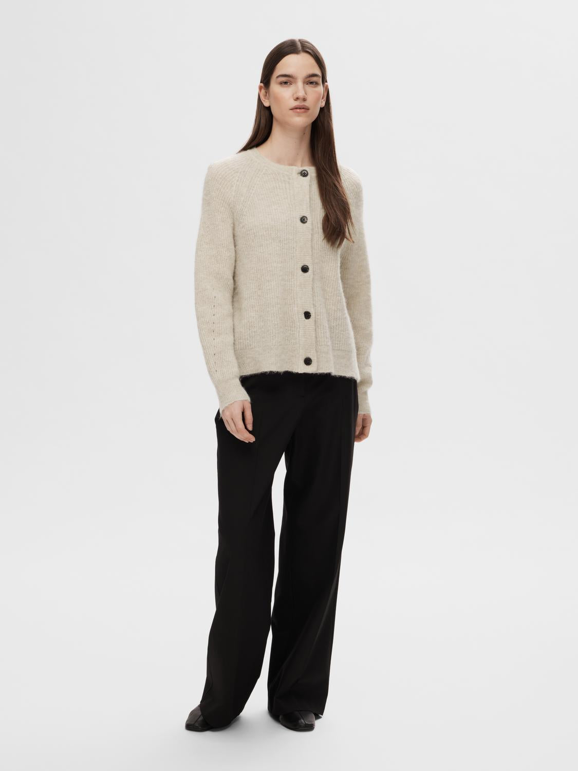 Slflulu Ls Knit Short Cardigan Noos Lysegrå