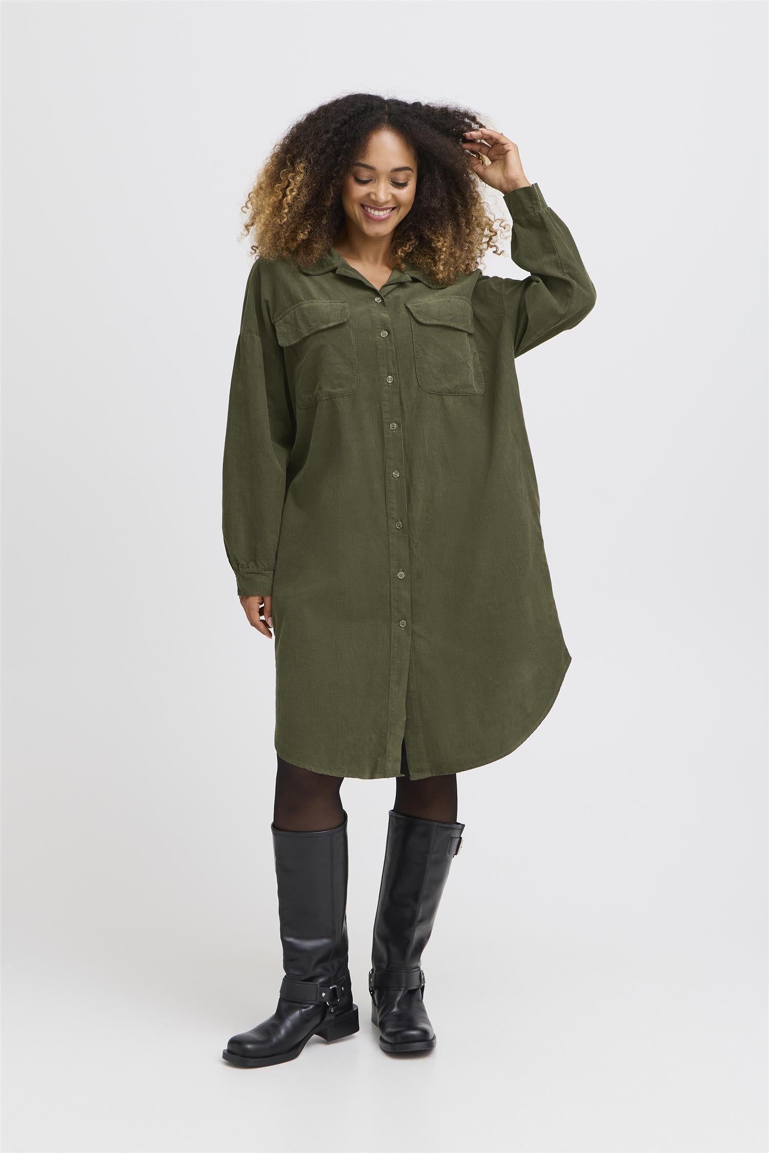 Sbtonya Shirt Dress Dusty Olive