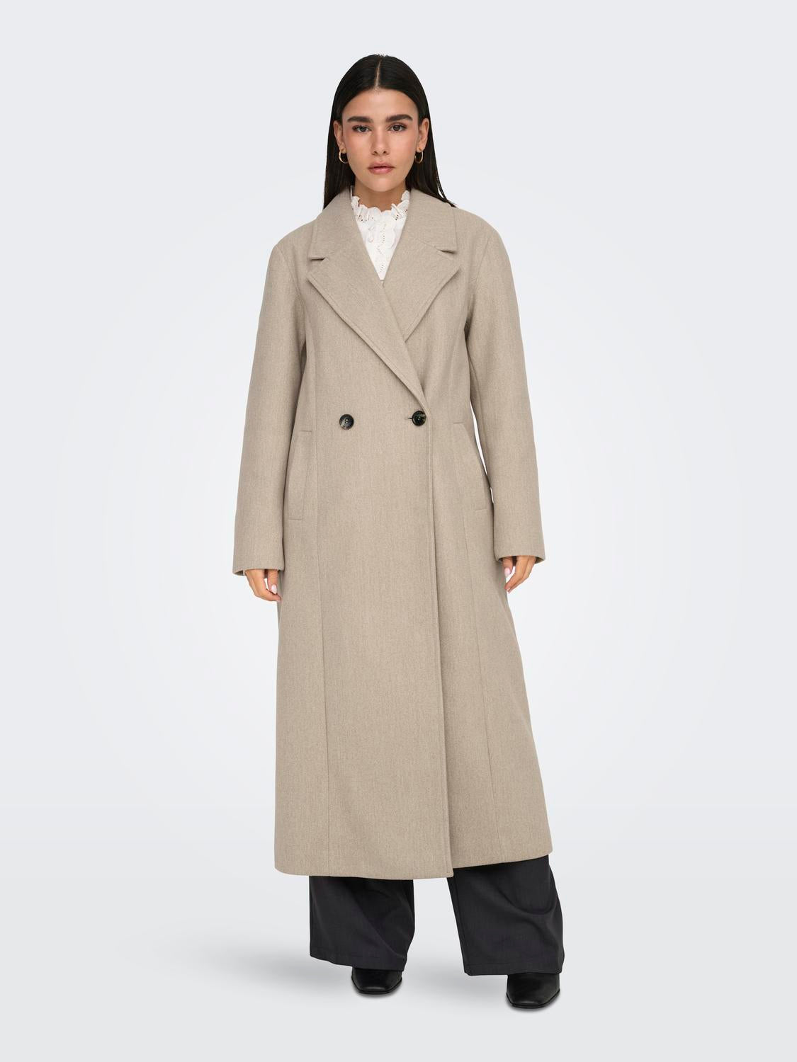 JDYVIOLA X-LONG COAT OTW HAB Lysebrun