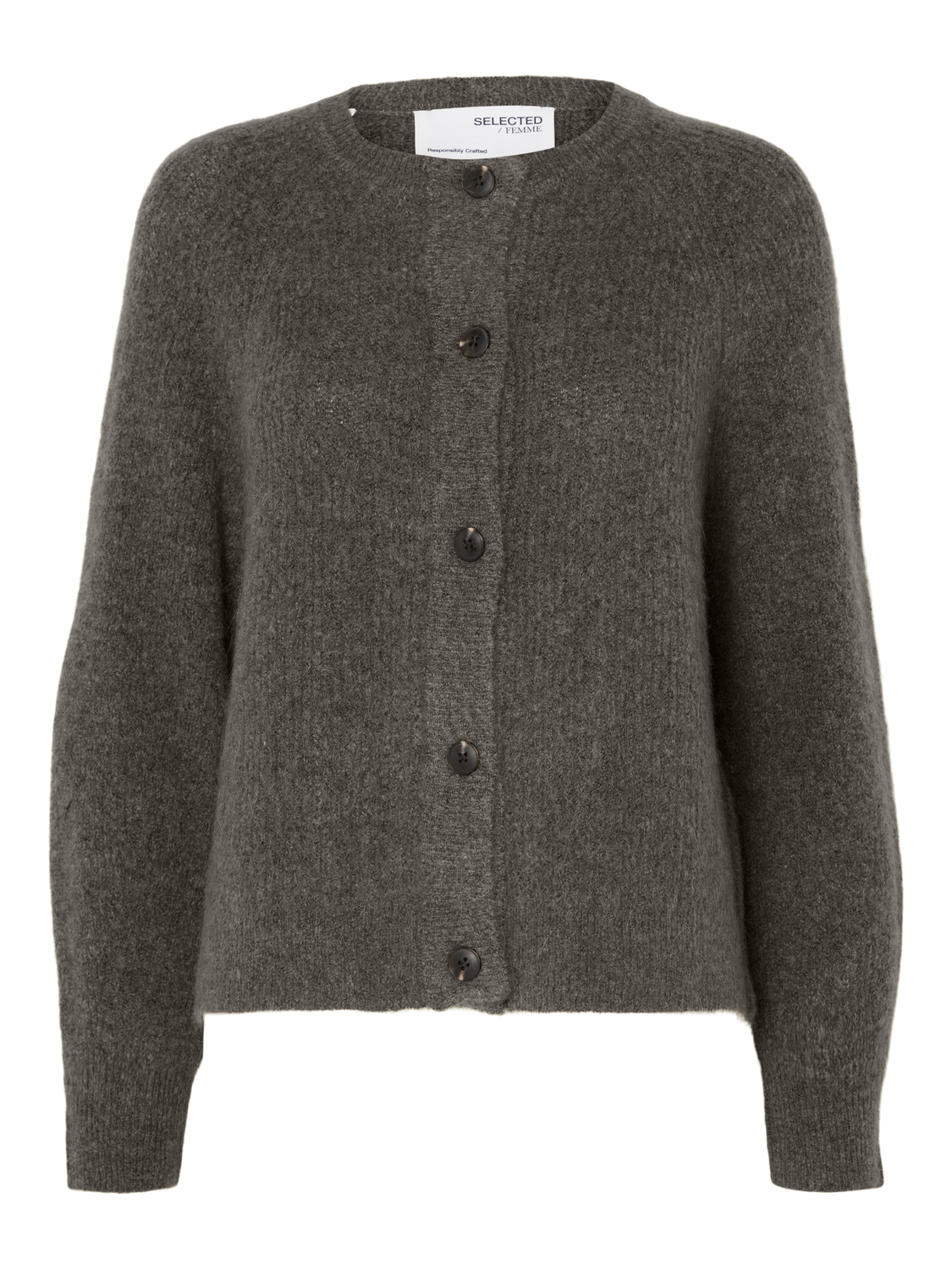 Slflulu Ls Knit Short Cardigan Noos Mellomgrå