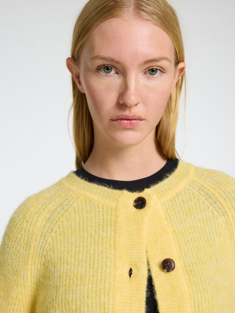 SLFLULU LS KNIT SHORT CARDIGAN B NOOS Gul